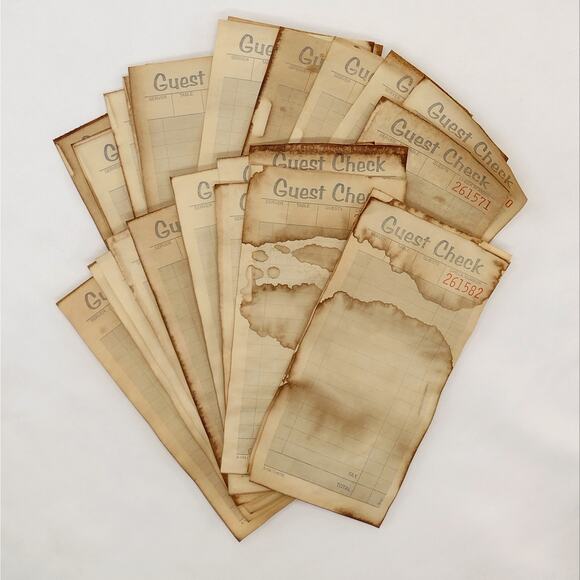 20 Coffee Dyed Guest Checks and Kitchen Tickets, Hand Dyed Paper - Picture 2 of 10